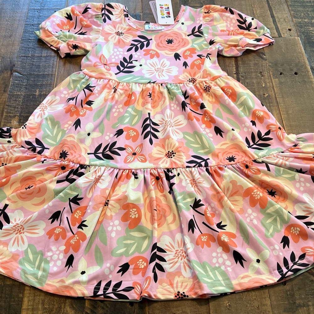 Dot Dot Smile size 7 girls pink floral Tier dress new